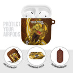 Personalized Hawthorn Hawks AirPods Case Polynesian Tribal Hawk Mascot With Hibiscus Flower Art