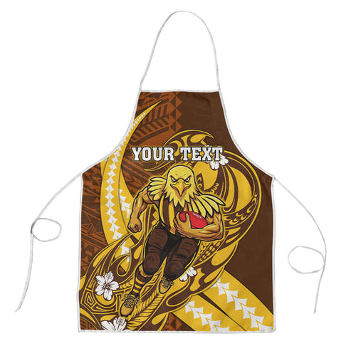 Personalized Hawthorn Hawks Apron Polynesian Tribal Hawk Mascot With Hibiscus Flower Art