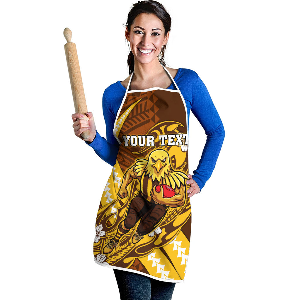 Personalized Hawthorn Hawks Apron Polynesian Tribal Hawk Mascot With Hibiscus Flower Art