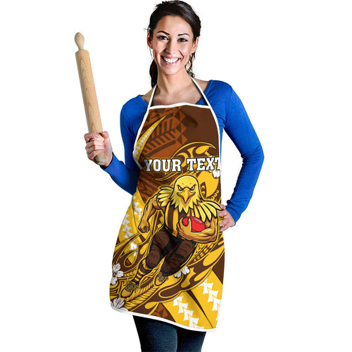 Personalized Hawthorn Hawks Apron Polynesian Tribal Hawk Mascot With Hibiscus Flower Art
