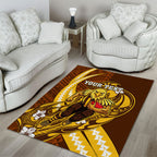 Personalized Hawthorn Hawks Area Rug Polynesian Tribal Hawk Mascot With Hibiscus Flower Art