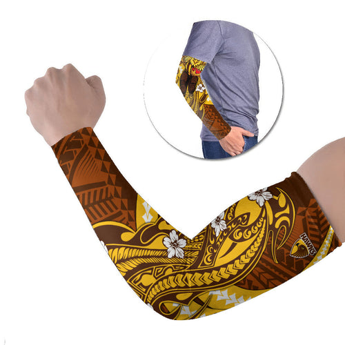 Personalized Hawthorn Hawks Arm Sleeves Polynesian Tribal Hawk Mascot With Hibiscus Flower Art
