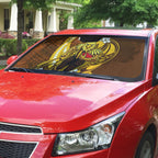 Personalized Hawthorn Hawks Auto Sun Shade Polynesian Tribal Hawk Mascot With Hibiscus Flower Art