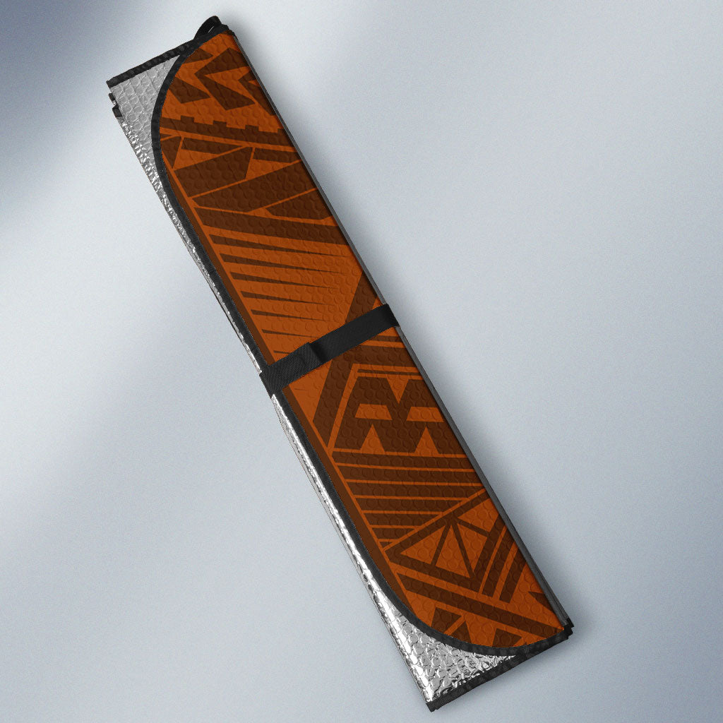 Personalized Hawthorn Hawks Auto Sun Shade Polynesian Tribal Hawk Mascot With Hibiscus Flower Art