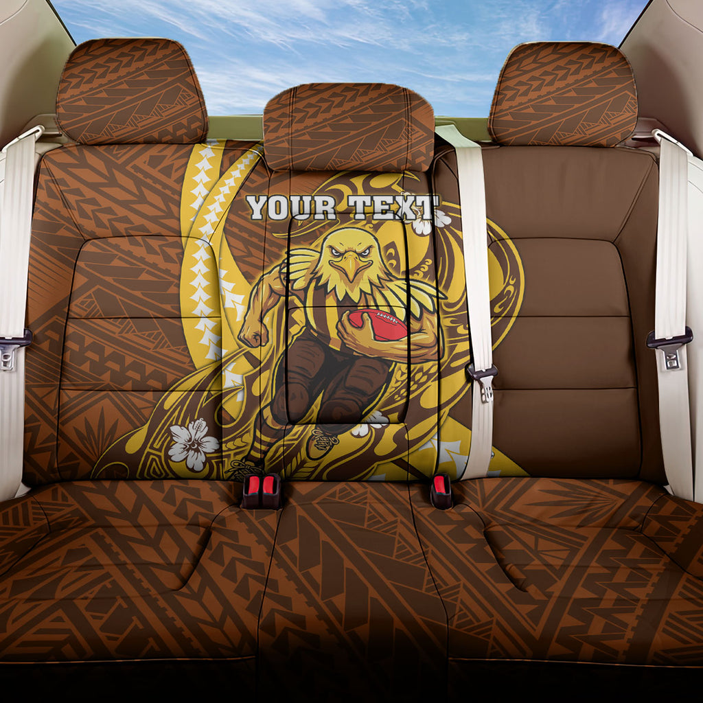 Personalized Hawthorn Hawks Back Car Seat Cover Polynesian Tribal Hawk Mascot With Hibiscus Flower Art