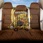 Personalized Hawthorn Hawks Back Car Seat Cover Polynesian Tribal Hawk Mascot With Hibiscus Flower Art