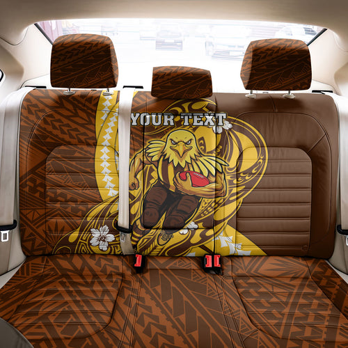 Personalized Hawthorn Hawks Back Car Seat Cover Polynesian Tribal Hawk Mascot With Hibiscus Flower Art