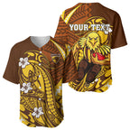 Personalized Hawthorn Hawks Baseball Jersey Polynesian Tribal Hawk Mascot With Hibiscus Flower Art