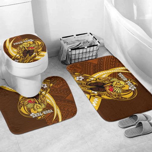 Personalized Hawthorn Hawks Bathroom Set Polynesian Tribal Hawk Mascot With Hibiscus Flower Art