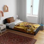 Personalized Hawthorn Hawks Bedding Set Polynesian Tribal Hawk Mascot With Hibiscus Flower Art