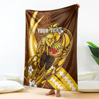 Personalized Hawthorn Hawks Blanket Polynesian Tribal Hawk Mascot With Hibiscus Flower Art
