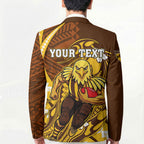Personalized Hawthorn Hawks Blazer Polynesian Tribal Hawk Mascot With Hibiscus Flower Art