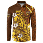 Personalized Hawthorn Hawks Button Sweatshirt Polynesian Tribal Hawk Mascot With Hibiscus Flower Art