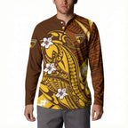 Personalized Hawthorn Hawks Button Sweatshirt Polynesian Tribal Hawk Mascot With Hibiscus Flower Art