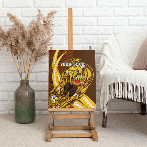 Personalized Hawthorn Hawks Canvas Wall Art Polynesian Tribal Hawk Mascot With Hibiscus Flower Art