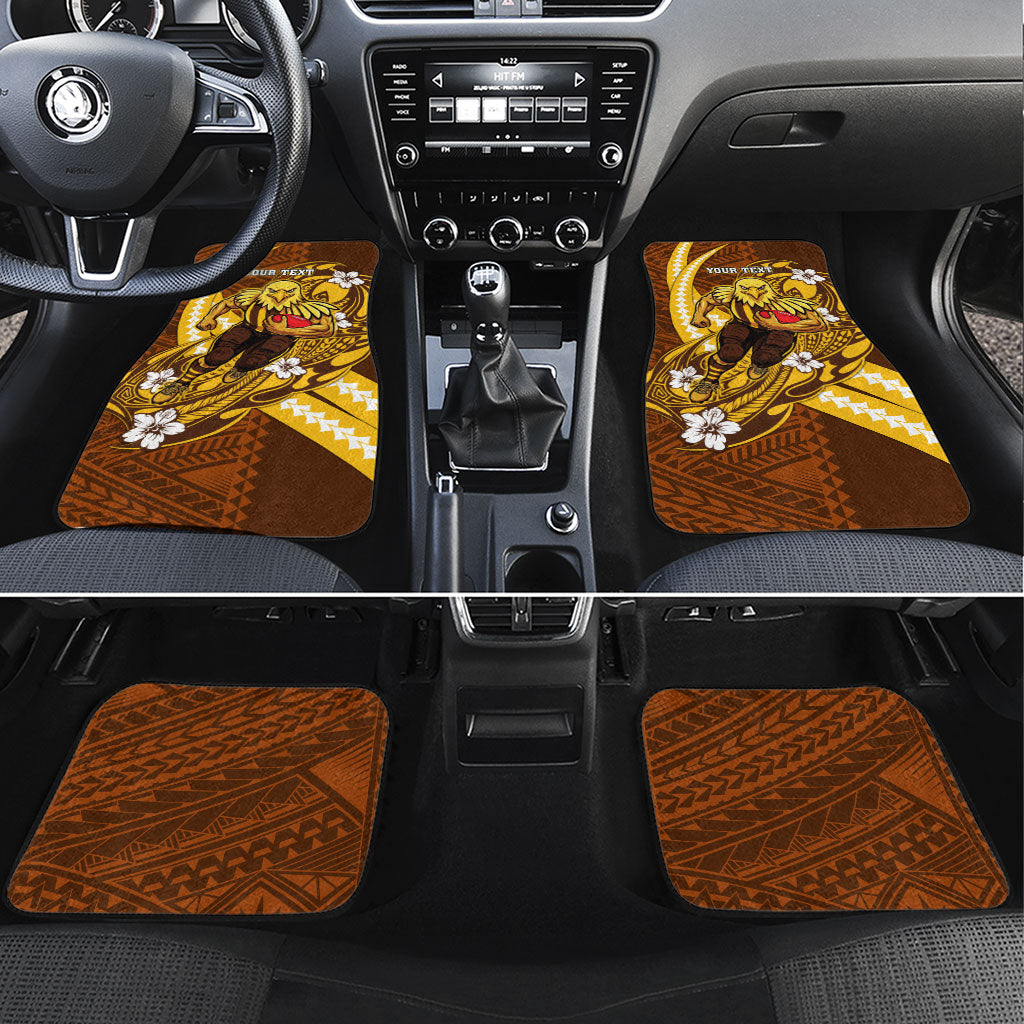 Personalized Hawthorn Hawks Car Mats Polynesian Tribal Hawk Mascot With Hibiscus Flower Art