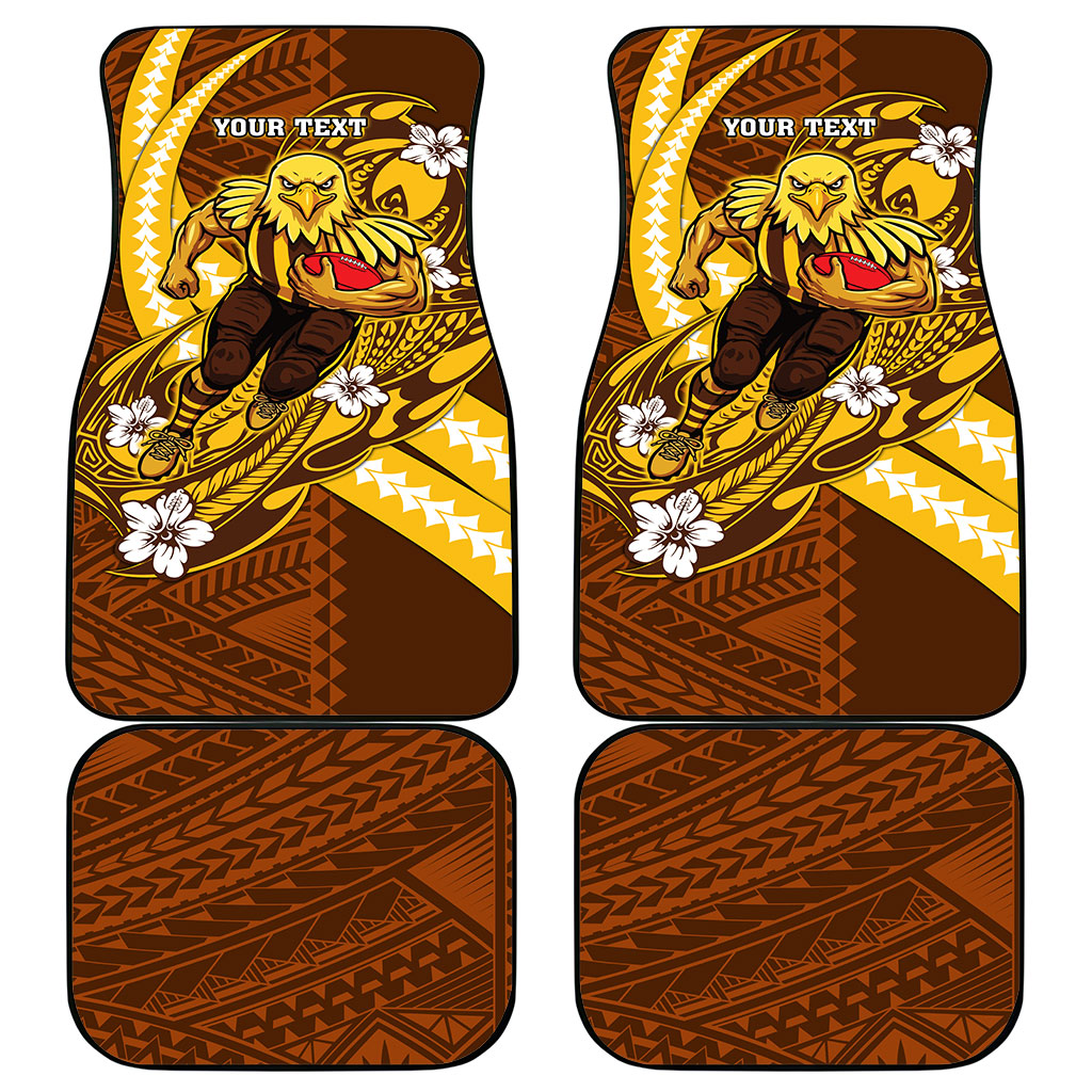 Personalized Hawthorn Hawks Car Mats Polynesian Tribal Hawk Mascot With Hibiscus Flower Art