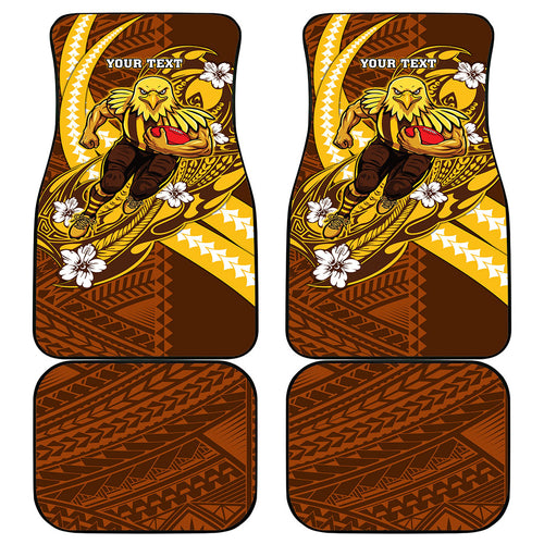 Personalized Hawthorn Hawks Car Mats Polynesian Tribal Hawk Mascot With Hibiscus Flower Art