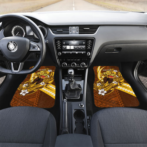 Personalized Hawthorn Hawks Car Mats Polynesian Tribal Hawk Mascot With Hibiscus Flower Art