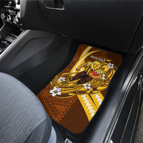 Personalized Hawthorn Hawks Car Mats Polynesian Tribal Hawk Mascot With Hibiscus Flower Art