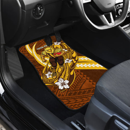 Personalized Hawthorn Hawks Car Mats Polynesian Tribal Hawk Mascot With Hibiscus Flower Art