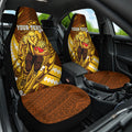 Personalized Hawthorn Hawks Car Seat Cover Polynesian Tribal Hawk Mascot With Hibiscus Flower Art