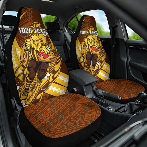 Personalized Hawthorn Hawks Car Seat Cover Polynesian Tribal Hawk Mascot With Hibiscus Flower Art