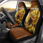 Personalized Hawthorn Hawks Car Seat Cover Polynesian Tribal Hawk Mascot With Hibiscus Flower Art