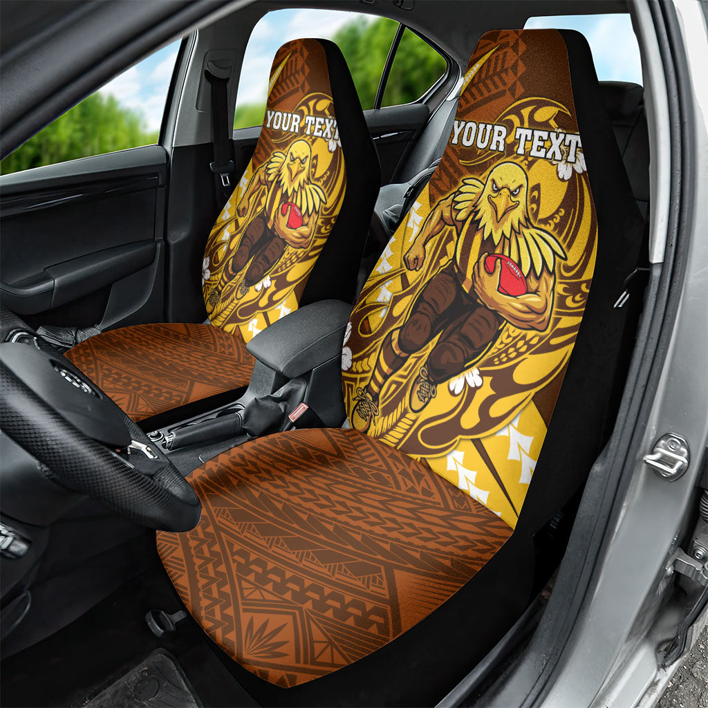 Personalized Hawthorn Hawks Car Seat Cover Polynesian Tribal Hawk Mascot With Hibiscus Flower Art