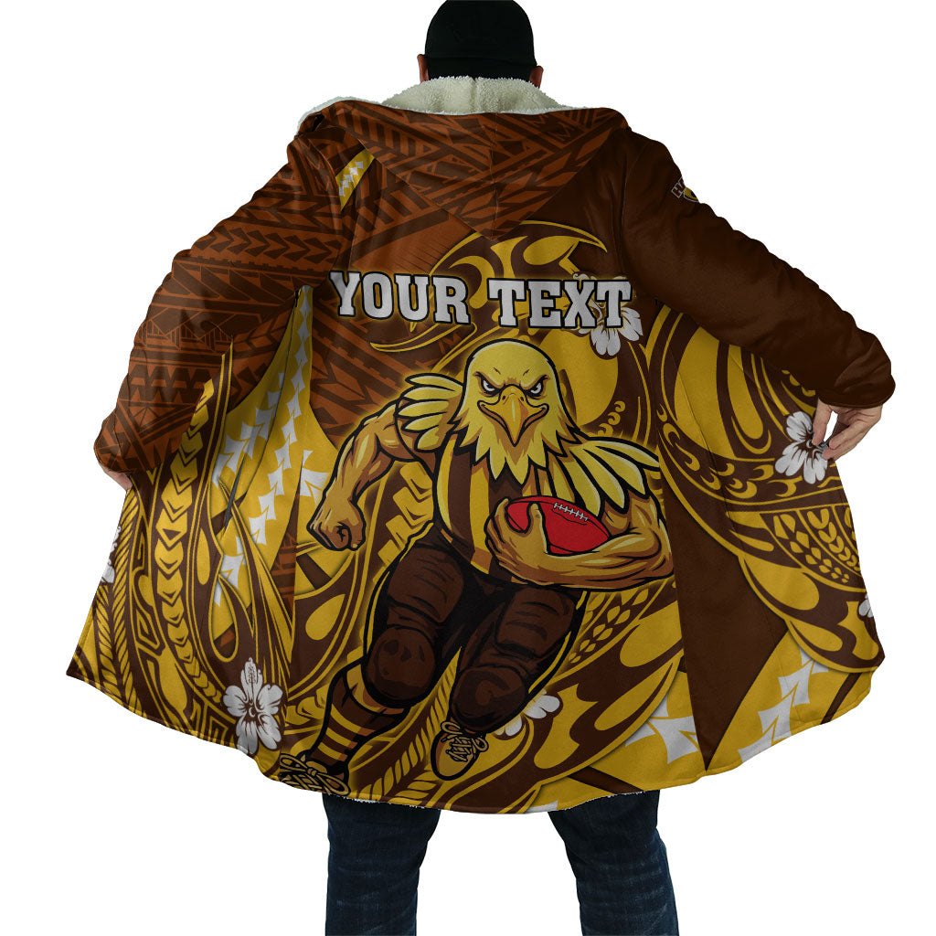 Personalized Hawthorn Hawks Cloak Polynesian Tribal Hawk Mascot With Hibiscus Flower Art