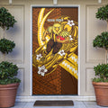 Personalized Hawthorn Hawks Door Cover Polynesian Tribal Hawk Mascot With Hibiscus Flower Art