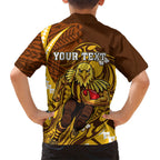 Personalized Hawthorn Hawks Family Matching Mermaid Dress and Hawaiian Shirt Polynesian Tribal Hawk Mascot With Hibiscus Flower Art