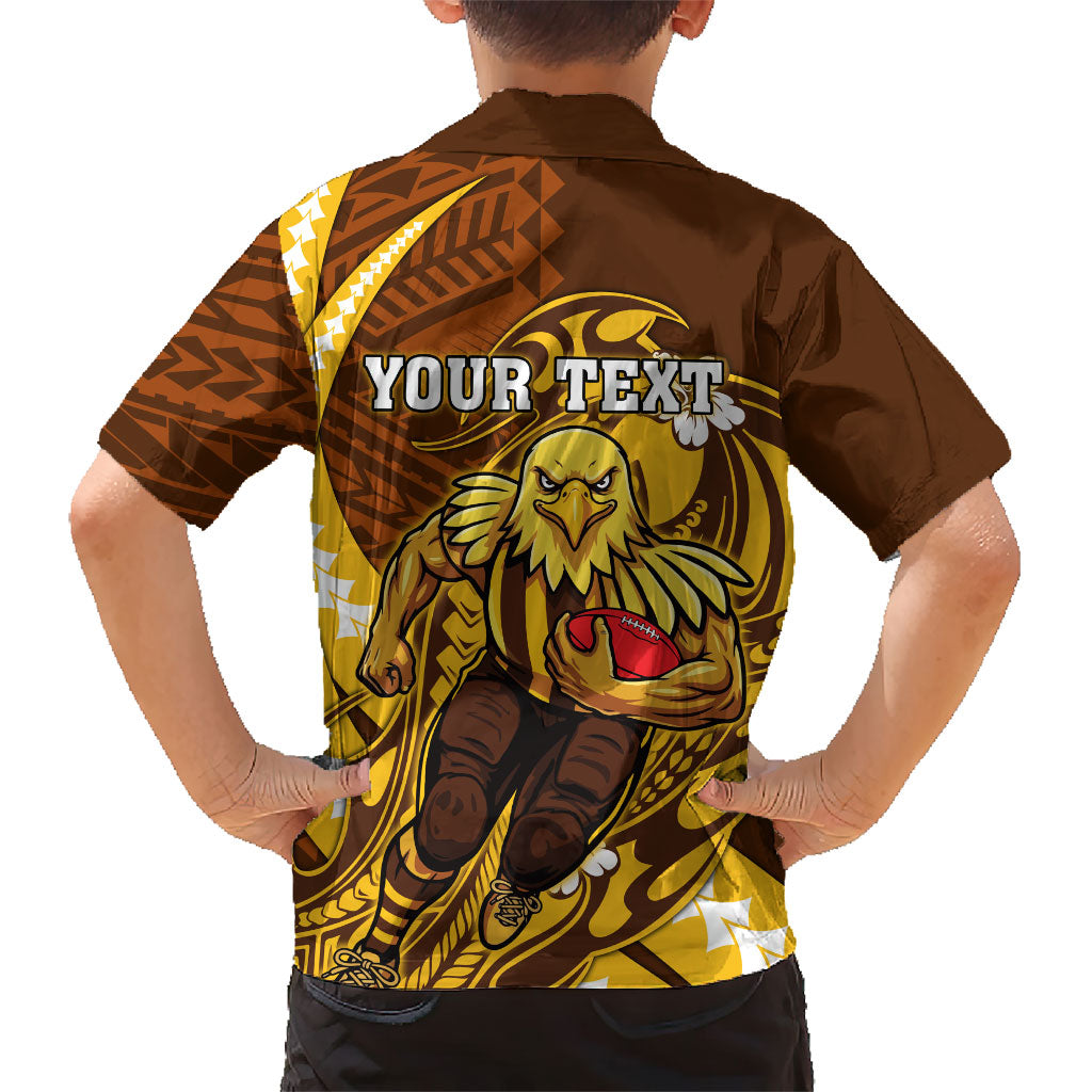Personalized Hawthorn Hawks Family Matching Mermaid Dress and Hawaiian Shirt Polynesian Tribal Hawk Mascot With Hibiscus Flower Art