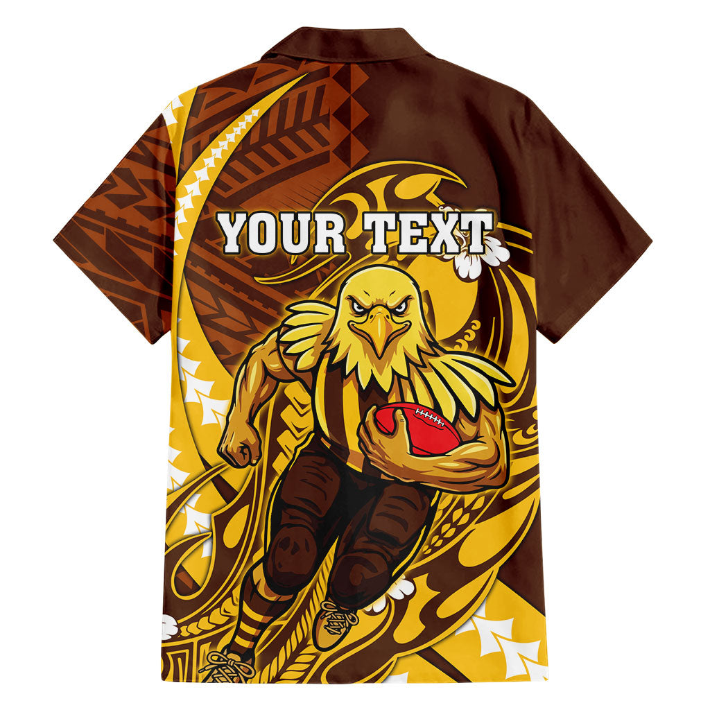 Personalized Hawthorn Hawks Family Matching Mermaid Dress and Hawaiian Shirt Polynesian Tribal Hawk Mascot With Hibiscus Flower Art