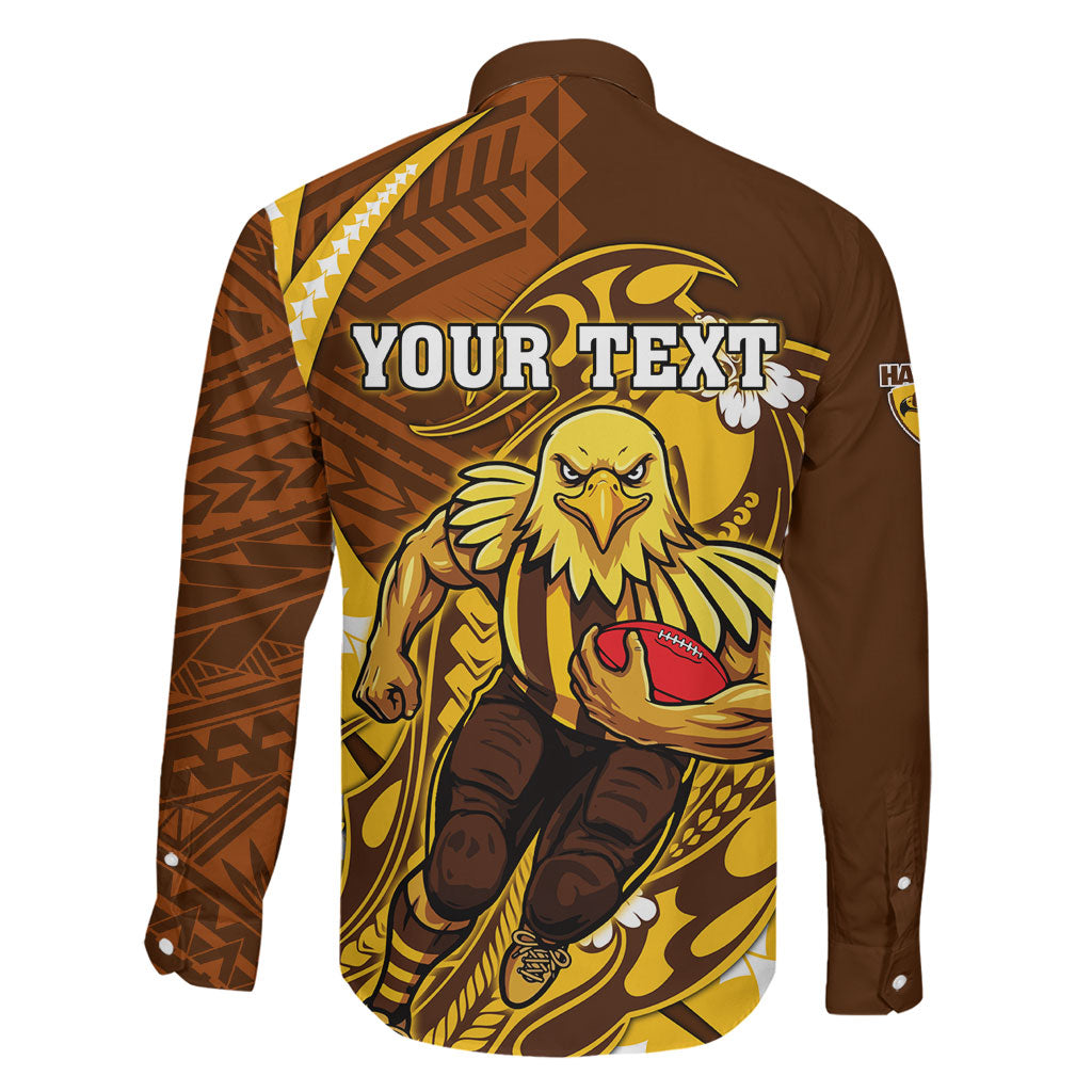 Personalized Hawthorn Hawks Family Matching Mermaid Dress and Hawaiian Shirt Polynesian Tribal Hawk Mascot With Hibiscus Flower Art