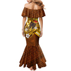 Personalized Hawthorn Hawks Family Matching Mermaid Dress and Hawaiian Shirt Polynesian Tribal Hawk Mascot With Hibiscus Flower Art