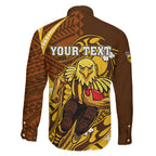 Personalized Hawthorn Hawks Family Matching Short Sleeve Bodycon Dress and Hawaiian Shirt Polynesian Tribal Hawk Mascot With Hibiscus Flower Art