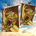 Personalized Hawthorn Hawks Garden Flag Polynesian Tribal Hawk Mascot With Hibiscus Flower Art