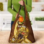 Personalized Hawthorn Hawks Grocery Bag Polynesian Tribal Hawk Mascot With Hibiscus Flower Art