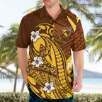 Personalized Hawthorn Hawks Hawaiian Shirt Polynesian Tribal Hawk Mascot With Hibiscus Flower Art