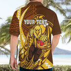 Personalized Hawthorn Hawks Hawaiian Shirt Polynesian Tribal Hawk Mascot With Hibiscus Flower Art
