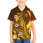 Personalized Hawthorn Hawks Hawaiian Shirt Polynesian Tribal Hawk Mascot With Hibiscus Flower Art