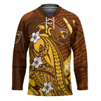 Personalized Hawthorn Hawks Hockey Jersey Polynesian Tribal Hawk Mascot With Hibiscus Flower Art