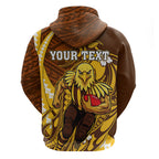 Personalized Hawthorn Hawks Hoodie Polynesian Tribal Hawk Mascot With Hibiscus Flower Art