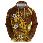 Personalized Hawthorn Hawks Hoodie Polynesian Tribal Hawk Mascot With Hibiscus Flower Art