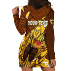 Personalized Hawthorn Hawks Hoodie Dress Polynesian Tribal Hawk Mascot With Hibiscus Flower Art