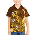 Personalized Hawthorn Hawks Kid Hawaiian Shirt Polynesian Tribal Hawk Mascot With Hibiscus Flower Art