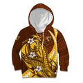Personalized Hawthorn Hawks Kid Hoodie Polynesian Tribal Hawk Mascot With Hibiscus Flower Art