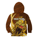Personalized Hawthorn Hawks Kid Hoodie Polynesian Tribal Hawk Mascot With Hibiscus Flower Art
