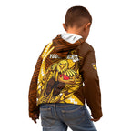 Personalized Hawthorn Hawks Kid Hoodie Polynesian Tribal Hawk Mascot With Hibiscus Flower Art
